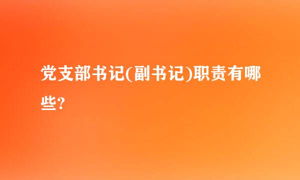 党支部书记(副书记)职责有哪些?