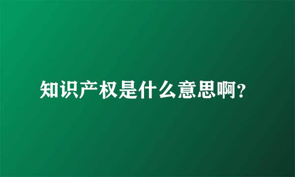 知识产权是什么意思啊？