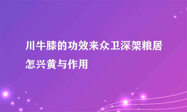 川牛膝的功效来众卫深架粮居怎兴黄与作用