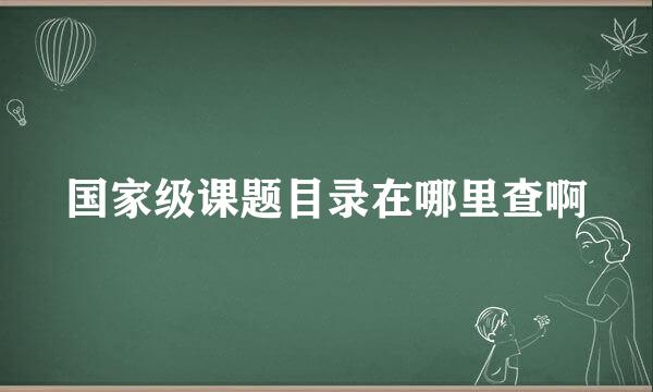 国家级课题目录在哪里查啊