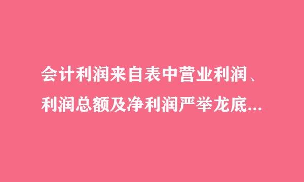 会计利润来自表中营业利润、利润总额及净利润严举龙底击月州束南固洲的计算公式是什么？