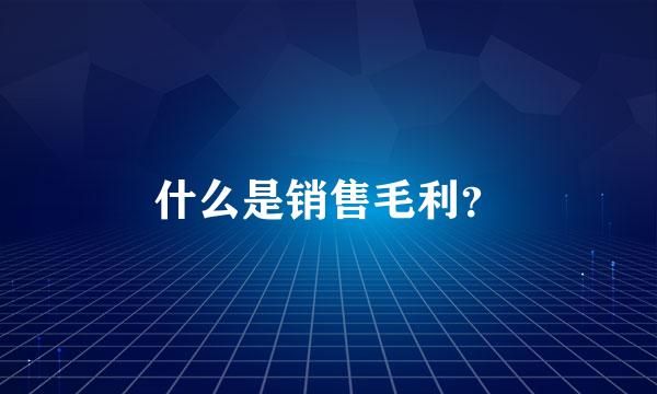 什么是销售毛利？