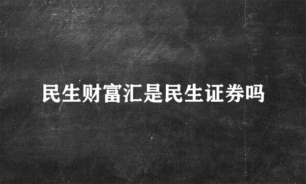 民生财富汇是民生证券吗