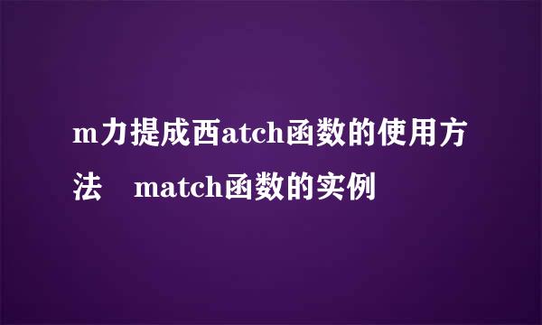 m力提成西atch函数的使用方法 match函数的实例