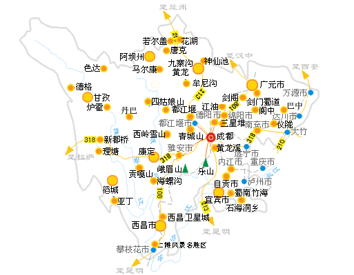 四川旅游景点地图分布