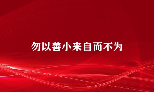 勿以善小来自而不为