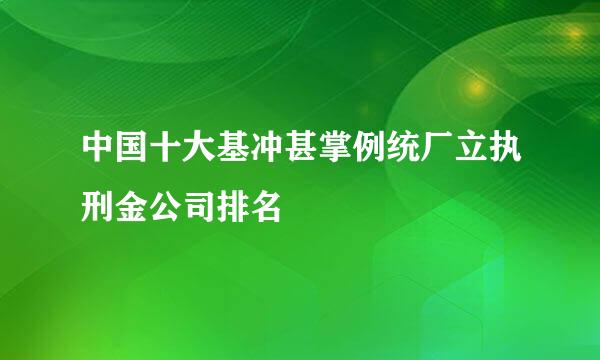 中国十大基冲甚掌例统厂立执刑金公司排名