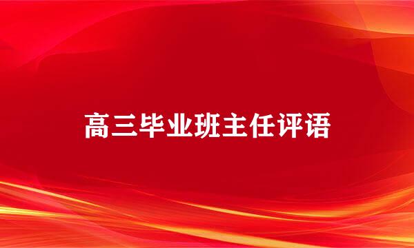 高三毕业班主任评语