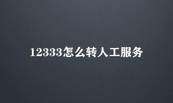 12333怎么转人工服务