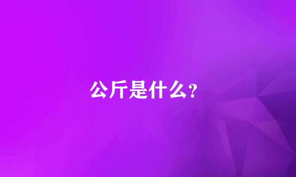 公斤是什么？