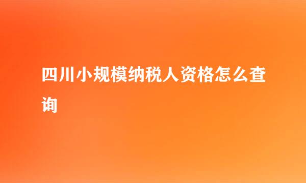 四川小规模纳税人资格怎么查询