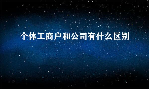 个体工商户和公司有什么区别