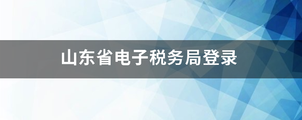 山东来自省电子税务局登录