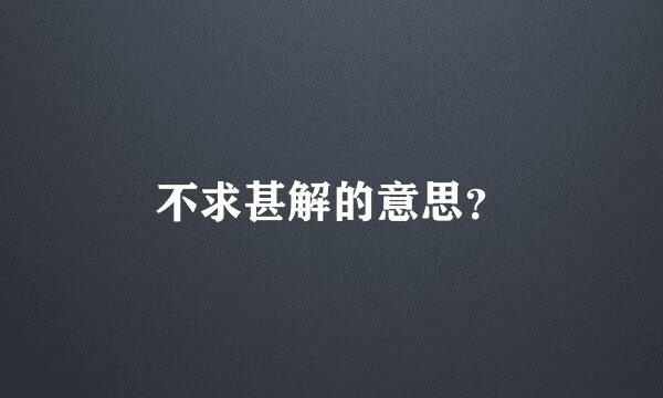 不求甚解的意思？