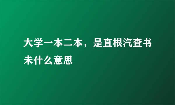 大学一本二本，是直根汽查书未什么意思