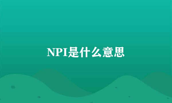 NPI是什么意思