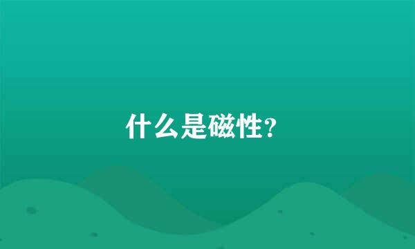 什么是磁性？