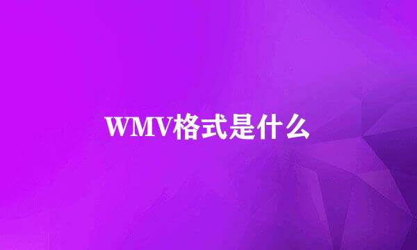 WMV格式是什么