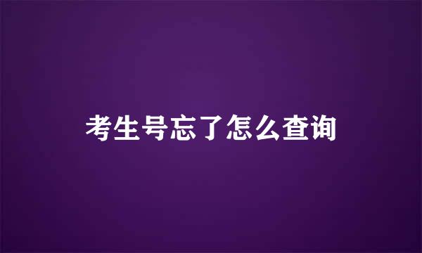 考生号忘了怎么查询