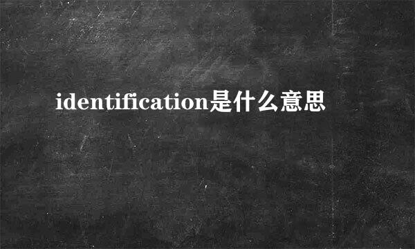 identification是什么意思