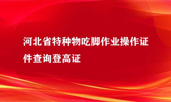 河北省特种物吃脚作业操作证件查询登高证