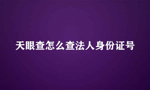 天眼查怎么查法人身份证号