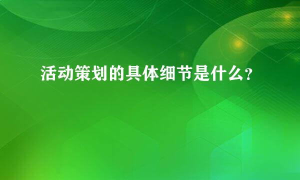 活动策划的具体细节是什么？