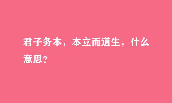 君子务本，本立而道生，什么意思？