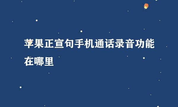 苹果正宣句手机通话录音功能在哪里