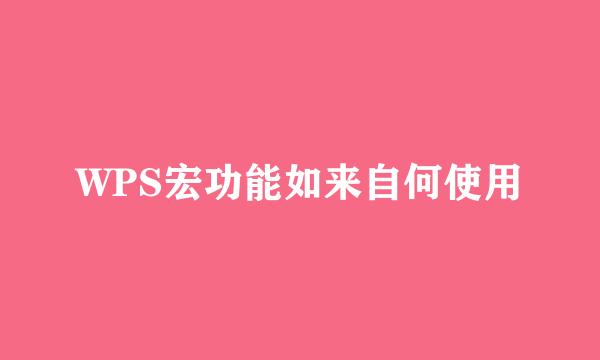 WPS宏功能如来自何使用