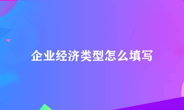 企业经济类型怎么填写