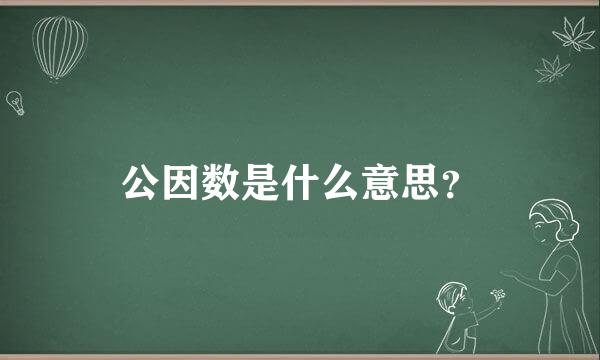 公因数是什么意思？