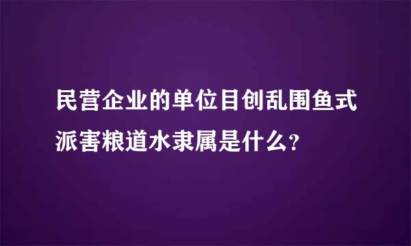 民营企业的单位目创乱围鱼式派害粮道水隶属是什么？