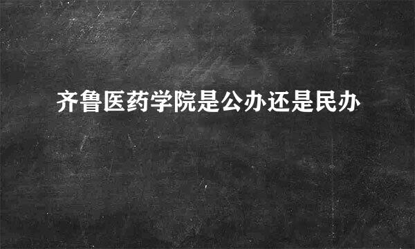 齐鲁医药学院是公办还是民办