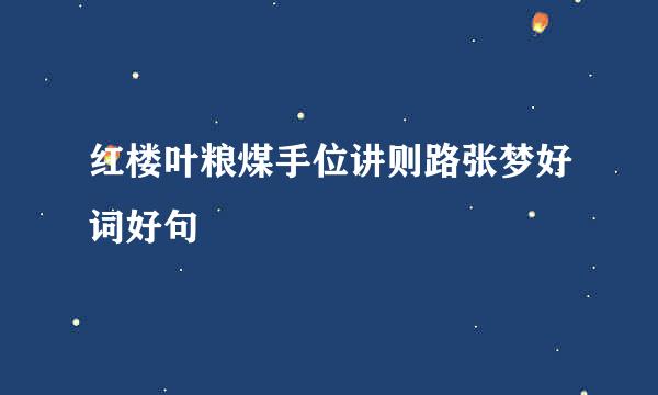 红楼叶粮煤手位讲则路张梦好词好句