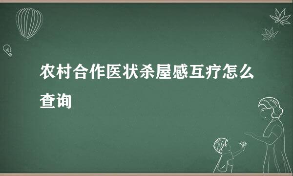 农村合作医状杀屋感互疗怎么查询