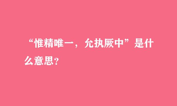 “惟精唯一，允执厥中”是什么意思？