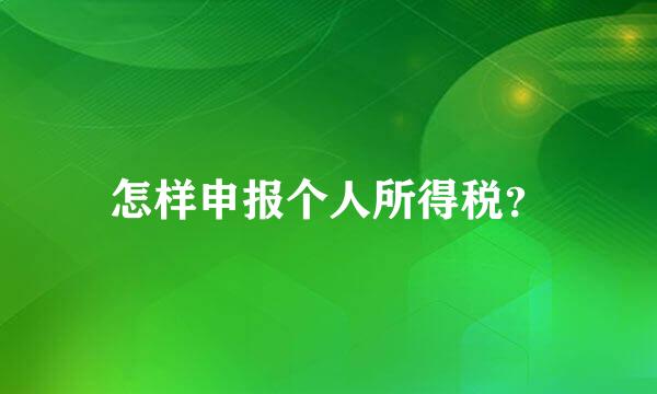 怎样申报个人所得税？