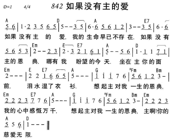 如果没有主的爱答歌词