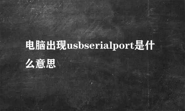 电脑出现usbserialport是什么意思