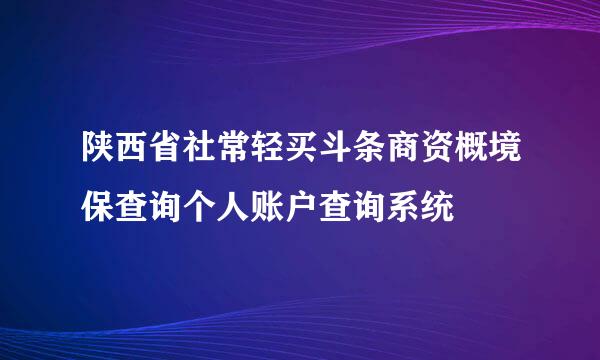 陕西省社常轻买斗条商资概境保查询个人账户查询系统