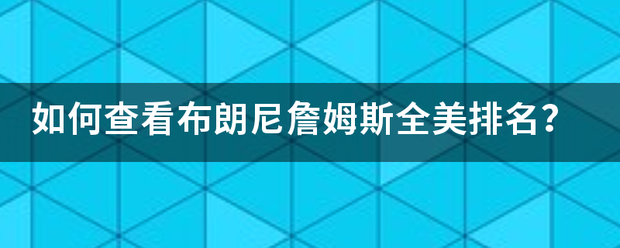 如何查看布朗尼詹姆斯全美排名？