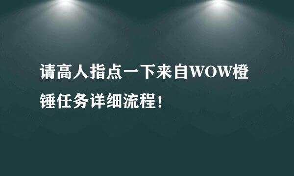 请高人指点一下来自WOW橙锤任务详细流程！