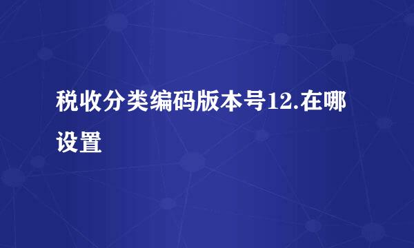 税收分类编码版本号12.在哪设置