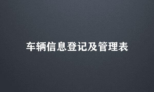 车辆信息登记及管理表