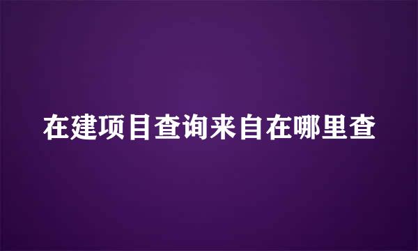 在建项目查询来自在哪里查