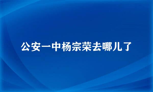 公安一中杨宗荣去哪儿了