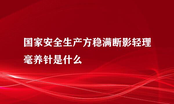 国家安全生产方稳满断影轻理毫养针是什么