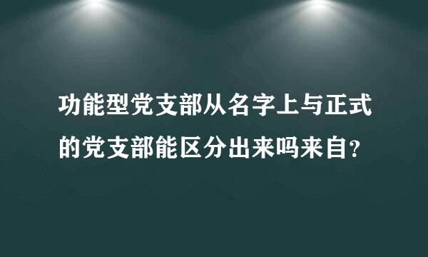 功能型党支部从名字上与正式的党支部能区分出来吗来自？