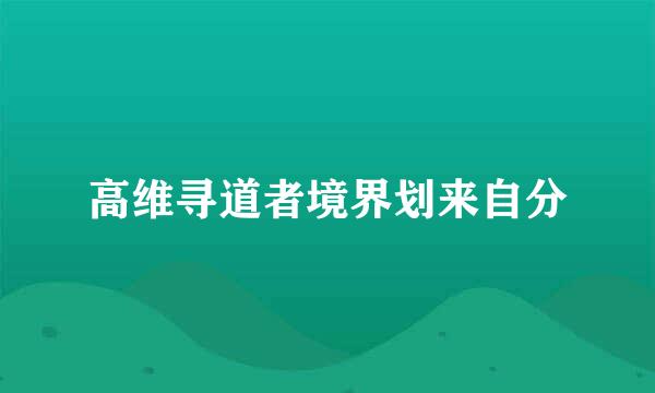 高维寻道者境界划来自分